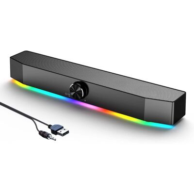 Dazzed Corner - Dual Bluetooth Computer Speakers, 1.5m RGB Light Bar - Black Dazzed Corner - Dual Bluetooth Computer Speakers, 1.5m RGB Light Bar - Black