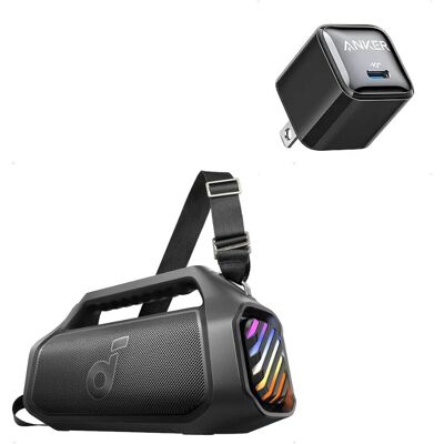 Soundcore - by Anker Boom 2 Plus IPX7 Waterproof 140W Bluetooth Speaker with USB C Charger Block 20W (Nano Pro) - Black Soundcore - by Anker Boom 2 Plus IPX7 Waterproof 140W Bluetooth Speaker with USB C Charger Block 20W (Nano Pro) - Black