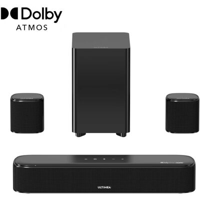Ultimea - Aura A50 Pro 5.1ch Sound Bar with Dolby Atmos, Subwoofer & 2 Surround Speakers, App Control - Black Ultimea - Aura A50 Pro 5.1ch Sound Bar with Dolby Atmos, Subwoofer & 2 Surround Speakers, App Control - Black