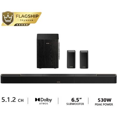 Ultimea - Skywave Series 5.1.2ch Wireless Surround Sound System for TV, Dolby Atmos Sound Bar, 530W - Black Ultimea - Skywave Series 5.1.2ch Wireless Surround Sound System for TV, Dolby Atmos Sound Bar, 530W - Black