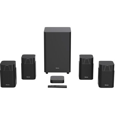 Hisense - 4.1.2 Channel DOLBY ATMOS Home Theater Soundbar tuned by DEVIALET with Wireless subwoofer & 4 Satellite Speakers - Black Hisense - 4.1.2 Channel DOLBY ATMOS Home Theater Soundbar tuned by DEVIALET with Wireless subwoofer & 4 Satellite Speakers - Black