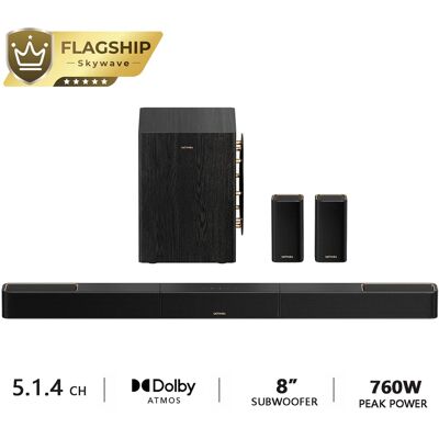 Ultimea - Skywave Series, 5.1.4ch Sound Bar with Dolby Atmos, Wireless Surround Sound System for TV, 8" Subwoofer - Black Ultimea - Skywave Series, 5.1.4ch Sound Bar with Dolby Atmos, Wireless Surround Sound System for TV, 8" Subwoofer - Black