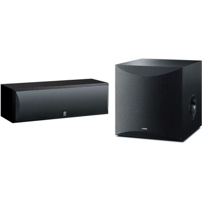 Yamaha - NS-SW100BL 10 Inch Powered Subwoofer & NS-C210BL Center Channel Speaker Bundle - Black Yamaha - NS-SW100BL 10 Inch Powered Subwoofer & NS-C210BL Center Channel Speaker Bundle - Black