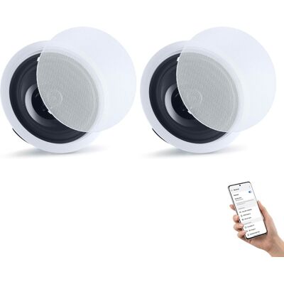 VEVOR - Bluetooth Ceiling Speakers, 8", In Ceiling & In-Wall Speaker System with Amplifier, 2-Way Flush Mount Speakers - White;Black VEVOR - Bluetooth Ceiling Speakers, 8", In Ceiling & In-Wall Speaker System with Amplifier, 2-Way Flush Mount Speakers - White;Black