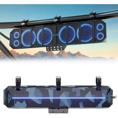 GoHawk - UTV Sound Bar Waterproof 8-Speaker Bluetooth ATV Soundbar 25" SxS with FM Radio & Lights - Camo Blue GoHawk - UTV Sound Bar Waterproof 8-Speaker Bluetooth ATV Soundbar 25" SxS with FM Radio & Lights - Camo Blue