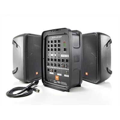 JBL - EON208P 8" 2 way PA System with Integrated 8 Channel Mixer and Microphone - Black JBL - EON208P 8" 2 way PA System with Integrated 8 Channel Mixer and Microphone - Black