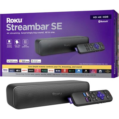Roku - Streambar SE 2-in-1 TV Soundbar and 4K HDR Streaming Device, Premium Speakers, & Enhanced Speech Clarity - Black Roku - Streambar SE 2-in-1 TV Soundbar and 4K HDR Streaming Device, Premium Speakers, & Enhanced Speech Clarity - Black