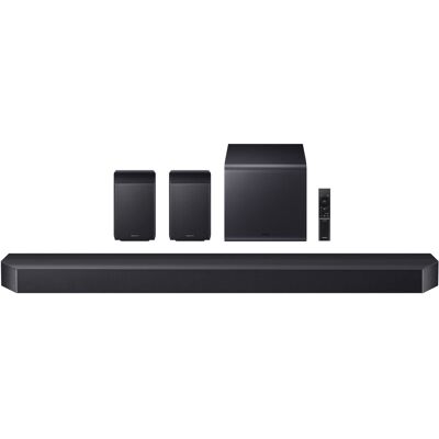 Samsung - Q-Series Soundbar HW-Q990F 11.1.4 ch w/ Subwoofer and Rear Speaker - Graphite Black Samsung - Q-Series Soundbar HW-Q990F 11.1.4 ch w/ Subwoofer and Rear Speaker - Graphite Black
