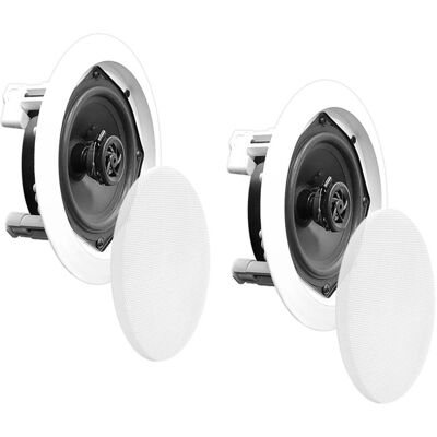 Pyle - PDIC61RD 200W 6.5'' Round Flush Mount In-Wall/Ceiling Home Speakers, 2 Pack - White Pyle - PDIC61RD 200W 6.5'' Round Flush Mount In-Wall/Ceiling Home Speakers, 2 Pack - White