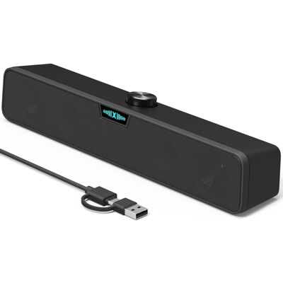 Dazzed Corner - USB Soundbar for PC/Mac, RGB Computer Speakers with HD Stereo & Bass - Black Dazzed Corner - USB Soundbar for PC/Mac, RGB Computer Speakers with HD Stereo & Bass - Black