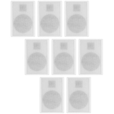 Acoustic Audio by Goldwood - SLM1W Mountable On Wall Slim Speakers Home Theater Wired 4 Pair Pack - White Acoustic Audio by Goldwood - SLM1W Mountable On Wall Slim Speakers Home Theater Wired 4 Pair Pack - White
