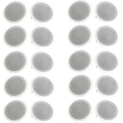 Pyle - 8 Inch 500W 2 Way In Wall Ceiling Home Speakers System (Pair) (10 Pack) - White Pyle - 8 Inch 500W 2 Way In Wall Ceiling Home Speakers System (Pair) (10 Pack) - White