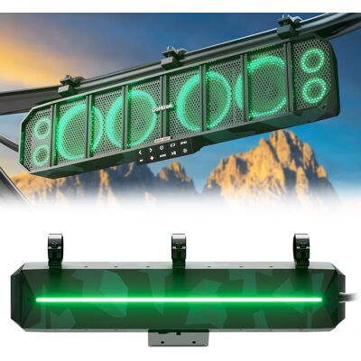 GoHawk - UTV Sound Bar Waterproof 8-Speaker Bluetooth ATV Soundbar 25" SxS with FM Radio & Lights - Camo Green GoHawk - UTV Sound Bar Waterproof 8-Speaker Bluetooth ATV Soundbar 25" SxS with FM Radio & Lights - Camo Green