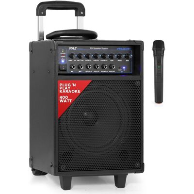 Pyle - Wireless Portable PA System, 400W Bluetooth, Rechargeable, Outdoor Speaker with Microphone - PWMA230BT Pyle - Wireless Portable PA System, 400W Bluetooth, Rechargeable, Outdoor Speaker with Microphone - PWMA230BT