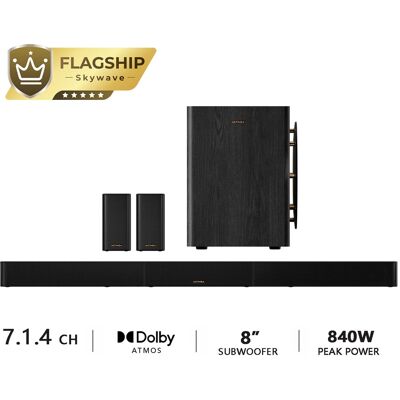 Ultimea - Skywave Series 7.1.4ch Wireless Surround Sound System for TV, Dolby Atmos SoundBar with 8" Wireless Subwoofer - Black Ultimea - Skywave Series 7.1.4ch Wireless Surround Sound System for TV, Dolby Atmos SoundBar with 8" Wireless Subwoofer - Black