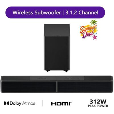 Ultimea - Poseidon M70 3.1.2ch Dolby Atmos Sound Bar with Wireless Subwoofer, 312W, HDMI eARC, Bluetooth 6.0 Ultimea - Poseidon M70 3.1.2ch Dolby Atmos Sound Bar with Wireless Subwoofer, 312W, HDMI eARC, Bluetooth 6.0