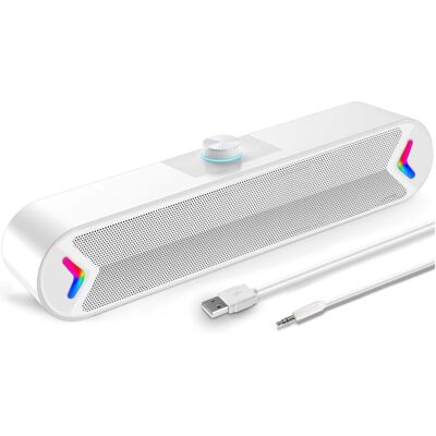 Dazzed Corner - Wired USB Soundbar, Computer Speakers, Plug-n-Play - White Dazzed Corner - Wired USB Soundbar, Computer Speakers, Plug-n-Play - White