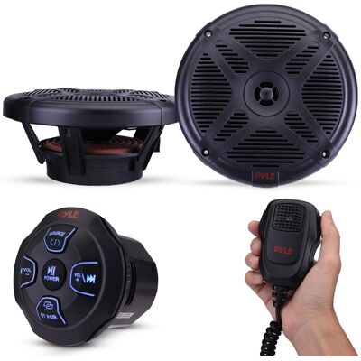 Pyle - Marine Bluetooth Receiver Speaker Kit - Black Pyle - Marine Bluetooth Receiver Speaker Kit - Black