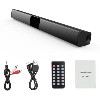 Topteng - BS-28B 2.0CH 4 Driver Portable Bluetooth Sound Bar - Wireless Subwoofer, 360°Surround, 5H Playtime for TV/Home Theater - Black Topteng - BS-28B 2.0CH 4 Driver Portable Bluetooth Sound Bar - Wireless Subwoofer, 360°Surround, 5H Playtime for TV/Home Theater - Black