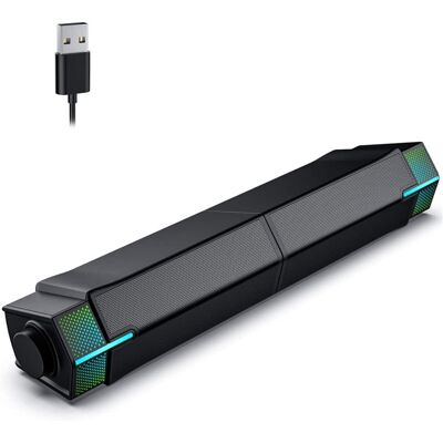 Dazzed Corner - Bluetooth Computer Speakers, USB-Powered Gaming Sound Bar with RGB Lighting - Black Dazzed Corner - Bluetooth Computer Speakers, USB-Powered Gaming Sound Bar with RGB Lighting - Black