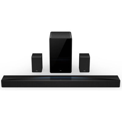 TCL - Q85H Q Class 7.1.4 Channel Sound Bar with Dolby Atmos, Wireless Subwoofer, and Wireless Surround Speakers - Black TCL - Q85H Q Class 7.1.4 Channel Sound Bar with Dolby Atmos, Wireless Subwoofer, and Wireless Surround Speakers - Black