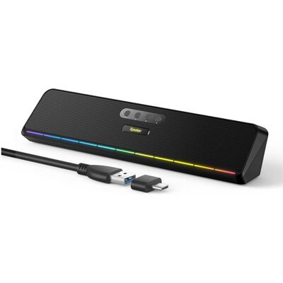Dazzed Corner - USB Computer Sound Bar Speaker with Stereo Sound, LED, Bluetooth & Wired Input - Black Dazzed Corner - USB Computer Sound Bar Speaker with Stereo Sound, LED, Bluetooth & Wired Input - Black