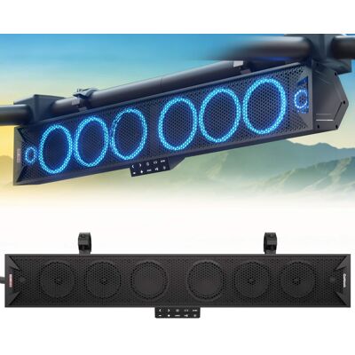 GoHawk - UTV Sound Bar: Waterproof 8-Speaker Bluetooth Speakers System w/ Multicolor LED, 34-Inch for Polaris RZR, Can-Am Marine - Black GoHawk - UTV Sound Bar: Waterproof 8-Speaker Bluetooth Speakers System w/ Multicolor LED, 34-Inch for Polaris RZR, Can-Am Marine - Black