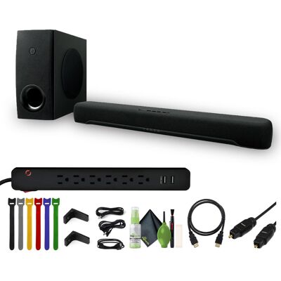 Yamaha - SR-C30A 90W 2.1-Channel Soundbar System, Stanley 33251 6-Outlet 2 USB 400 Joule Surge Protector, Black, Cleaning Yamaha - SR-C30A 90W 2.1-Channel Soundbar System, Stanley 33251 6-Outlet 2 USB 400 Joule Surge Protector, Black, Cleaning