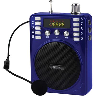 Supersonic - Bluetooth Portable Pa Speaker Voice Amplifier With Microphone, Fm Radio, And Karaoke Jack - Blue Supersonic - Bluetooth Portable Pa Speaker Voice Amplifier With Microphone, Fm Radio, And Karaoke Jack - Blue