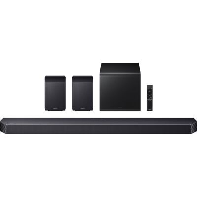 Samsung - Q-Series Soundbar HW-Q930F 9.1.4 ch w/ Subwoofer + Rear Speaker - Titan Black Samsung - Q-Series Soundbar HW-Q930F 9.1.4 ch w/ Subwoofer + Rear Speaker - Titan Black