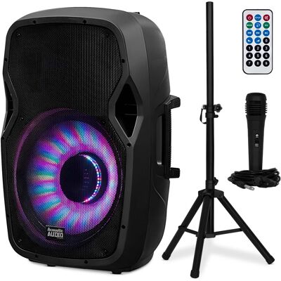 Acoustic Audio by Goldwood - 1000W Bluetooth Speaker, PA System w/Flashing LEDs - Black Acoustic Audio by Goldwood - 1000W Bluetooth Speaker, PA System w/Flashing LEDs - Black