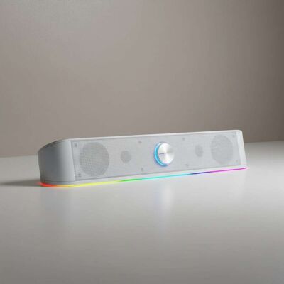 Dazzed Corner - RGB Desktop Soundbar Speaker with Audio Sync Lights, USB Powered - White Dazzed Corner - RGB Desktop Soundbar Speaker with Audio Sync Lights, USB Powered - White