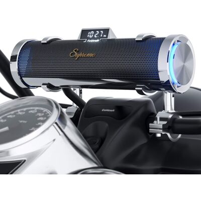 GoHawk - Bluetooth Motorcycle Speakers: 6-Speaker Waterproof Stereo System w/ Built-in Amp, Aluminum Soundbar, FM/USB Music/LED - Chrome GoHawk - Bluetooth Motorcycle Speakers: 6-Speaker Waterproof Stereo System w/ Built-in Amp, Aluminum Soundbar, FM/USB Music/LED - Chrome
