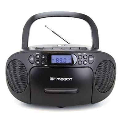 Emerson - Portable CD Player Boombox with Cassette Player Combo, Tape Recorder, AM/FM Radio, AUX Input, (EPB-3003 - Black Emerson - Portable CD Player Boombox with Cassette Player Combo, Tape Recorder, AM/FM Radio, AUX Input, (EPB-3003 - Black