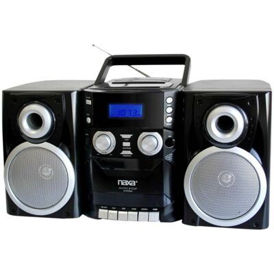 Naxa - Portable CD Player with AM FM Stereo Radio Cassette Player and Recorder - Black Naxa - Portable CD Player with AM FM Stereo Radio Cassette Player and Recorder - Black