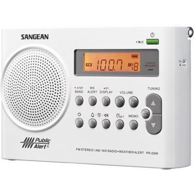 Sangean - AM/FM/NOAA Weather Alert Rechargeable Radio - White Sangean - AM/FM/NOAA Weather Alert Rechargeable Radio - White