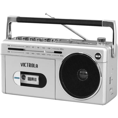 Victrola - Boombox with AM/FM Radio - Silver Victrola - Boombox with AM/FM Radio - Silver