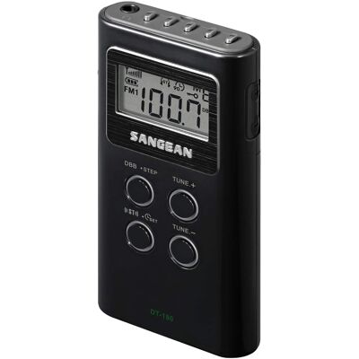 Sangean - Portable Pocket AM/FM Digital Clock Radio - Black Sangean - Portable Pocket AM/FM Digital Clock Radio - Black