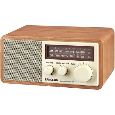 Sangean - WR-11 Hi-Fi Tabletop Retro Wooden Cabinet AM/FM Analog Radio Receiver - Brown Sangean - WR-11 Hi-Fi Tabletop Retro Wooden Cabinet AM/FM Analog Radio Receiver - Brown