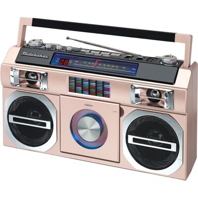 Studebaker - 80's Retro Street Boombox with Bluetooth - Rose Gold Studebaker - 80's Retro Street Boombox with Bluetooth - Rose Gold