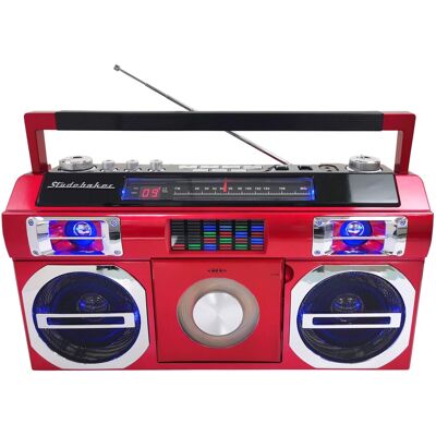 Studebaker - Bluetooth Boombox with FM Radio, CD Player, 10 watts RMS - Red Studebaker - Bluetooth Boombox with FM Radio, CD Player, 10 watts RMS - Red