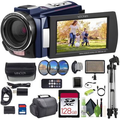 Konica Minolta Bundle - Minolta - MN4K25NV 4K Ultra HD 30 MP Night Vision Camcorder (MN4K25NV-W-BL) - Blue Konica Minolta Bundle - Minolta - MN4K25NV 4K Ultra HD 30 MP Night Vision Camcorder (MN4K25NV-W-BL) - Blue