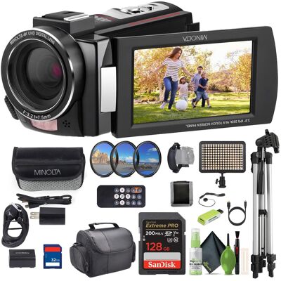 Konica Minolta Bundle - Minolta - MN4K25NV 4K Ultra HD 30 MP Night Vision Camcorder (Black) kit - Black Konica Minolta Bundle - Minolta - MN4K25NV 4K Ultra HD 30 MP Night Vision Camcorder (Black) kit - Black