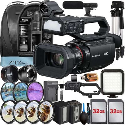 Bundle - Panasonic - HC-X2100 Camcorder UHD 4K + 2x 32GB Card + Backpack + LED Flash + Wide Angle + ZeeTech - Black Bundle - Panasonic - HC-X2100 Camcorder UHD 4K + 2x 32GB Card + Backpack + LED Flash + Wide Angle + ZeeTech - Black