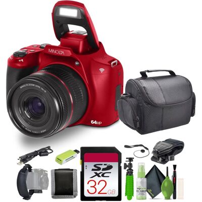 Konica Minolta Bundle - Minolta - 64 Mega Pixels Auto Focus Digital Camera 4K Ultra HD Video Red - - Red Konica Minolta Bundle - Minolta - 64 Mega Pixels Auto Focus Digital Camera 4K Ultra HD Video Red - - Red