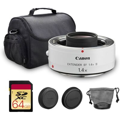 Bundle - Canon - Extender EF 1.4X III Teleconverter (4409B002) Camera Bag 64GB Card - White Bundle - Canon - Extender EF 1.4X III Teleconverter (4409B002) Camera Bag 64GB Card - White