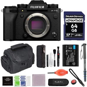 Bundle - Fujifilm - X-T5 Mirrorless Camera (Black) with Extra Battery, Monopod, 64GB SDXC Card & More Bundle - Fujifilm - X-T5 Mirrorless Camera (Black) with Extra Battery, Monopod, 64GB SDXC Card & More