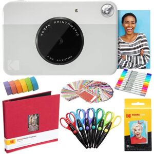 Kodak - Printomatic Instant Print Camera, Photo Paper (20 Sheets) & Accessories Art Bundle - Gray Kodak - Printomatic Instant Print Camera, Photo Paper (20 Sheets) & Accessories Art Bundle - Gray