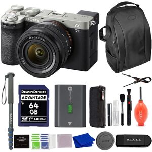Bundle - Sony - Alpha 7C II Full-Frame Camera with 28-60mm Lens (Silver) with Backpack, Monopod & More Bundle - Sony - Alpha 7C II Full-Frame Camera with 28-60mm Lens (Silver) with Backpack, Monopod & More
