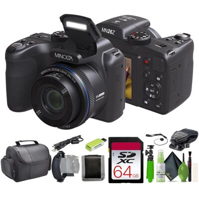 Konica Minolta Bundle - Minolta - 20 Mega Pixels 26x Optical Zoom Digital Camera 1080p FHD Video, Black - Black Konica Minolta Bundle - Minolta - 20 Mega Pixels 26x Optical Zoom Digital Camera 1080p FHD Video, Black - Black